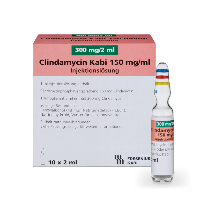 Clindamycin Kabi 300 mg/2 ml, 10 x 2 G-Amp.