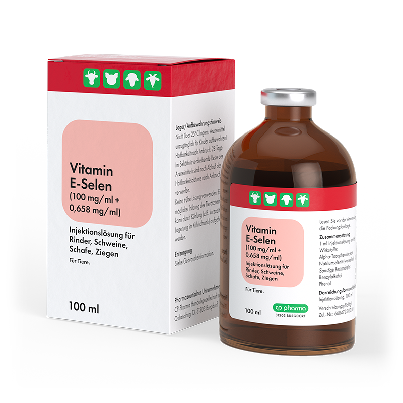 Vitamin E + Selen 100 mg/ml + 0,658 mg/ml Inj.-Lsg., 100 ml